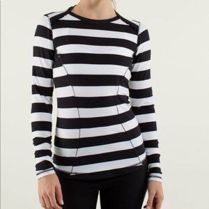 LULULEMON Base Runner Long SleeveStraightup Stripe Black White Black